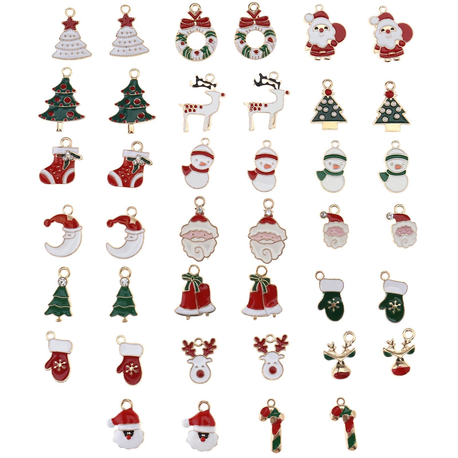 40pcs Christmas Enamel Charms Pendants Findings Assorted Set Necklace DIY Making